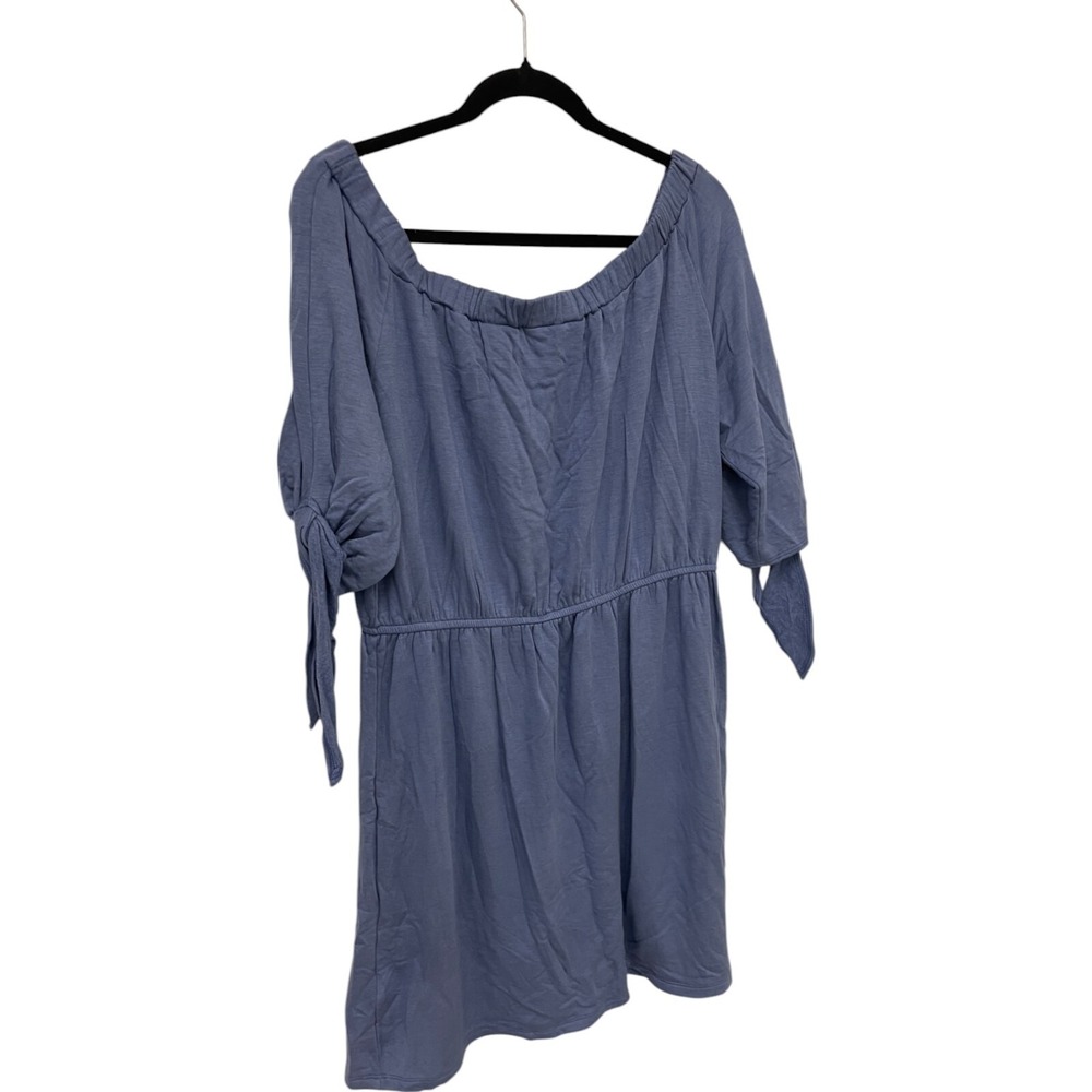 The Vanity Room Off Shoulder Dress Womens Size Plus 2X fleece‎ Blue Stretch NWT - Picture 5 of 16